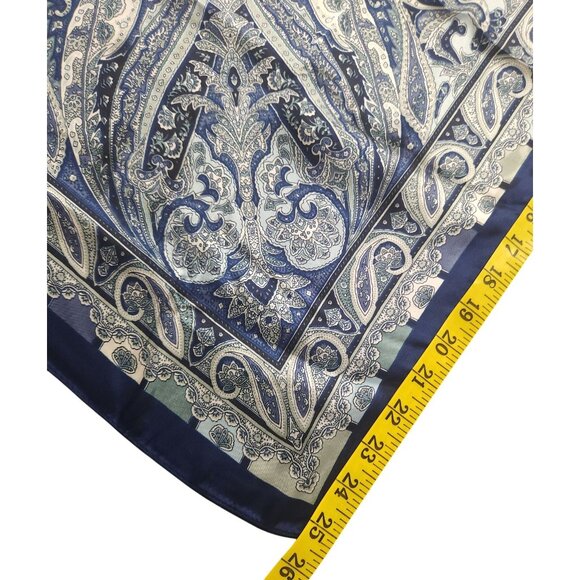 Luxury Paisley Blue/White Square Scarf 27 inch Western Wild Rag New With Tags - Picture 6 of 11